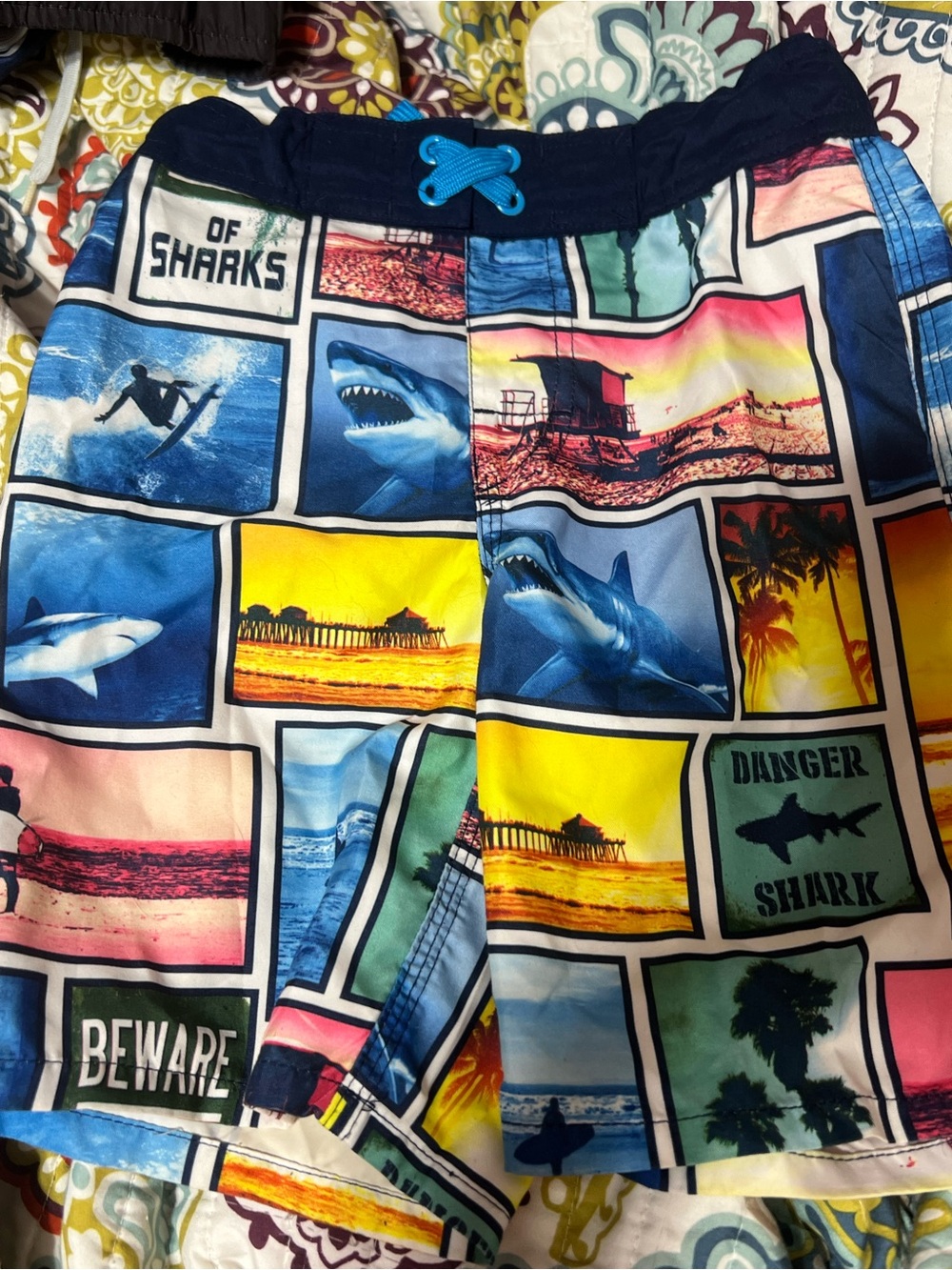 Arizona Jean Company Multicolor Shark-Print Swim Shorts
